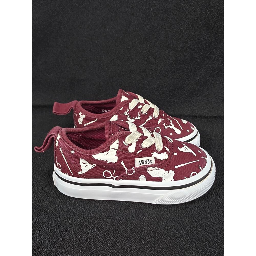 Vans x Harry Potter Toddler Shoes Size 4 Burgundy White Elastic Lace